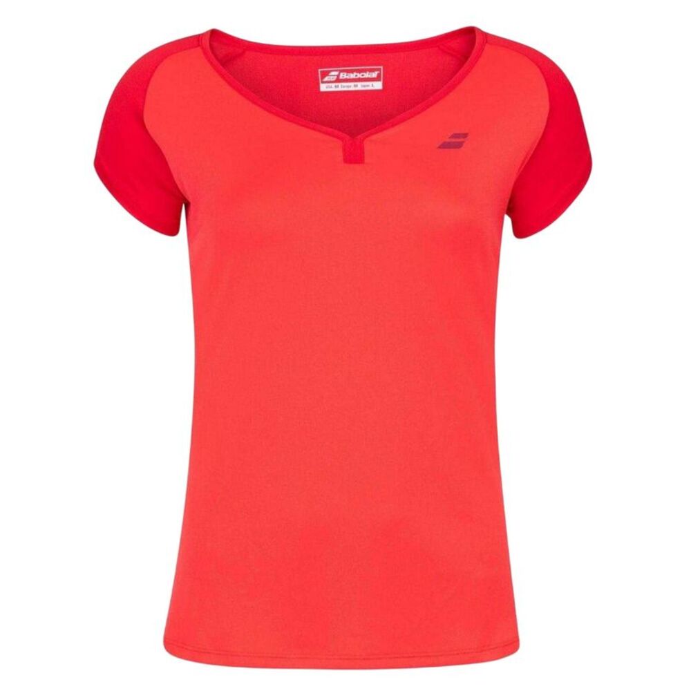 Babolat Girls Play Boat Neck Capped Sleeved T-Shirt / Tomato Red